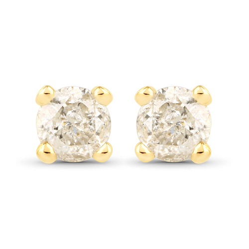Earrings-0.74 Carat Genuine TTLB Diamond 14K Yellow Gold Earrings