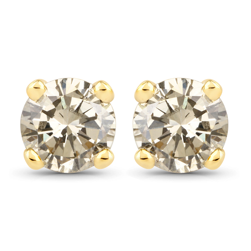 Earrings-0.95 Carat Genuine TTLB Diamond 14K Yellow Gold Earrings