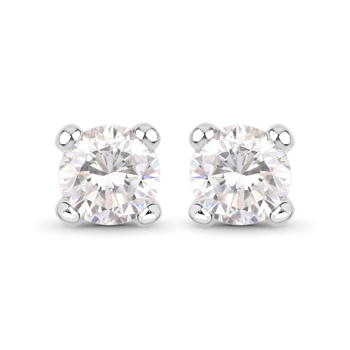 Earrings-0.57 Carat Genuine White Diamond 14K White Gold Earrings