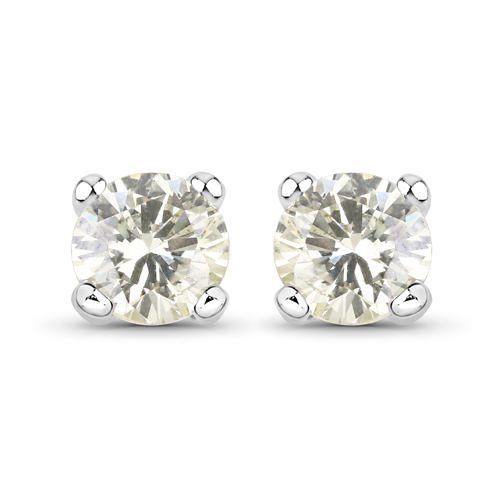 Earrings-0.71 Carat Genuine White Diamond 14K White Gold Earrings
