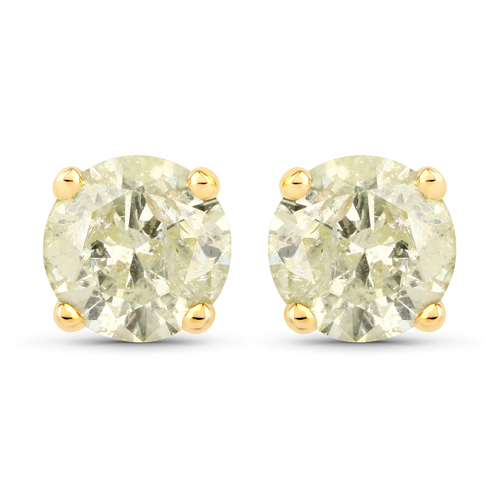 Earrings-1.12 Carat Genuine LB Diamond 14K Yellow Gold Earrings