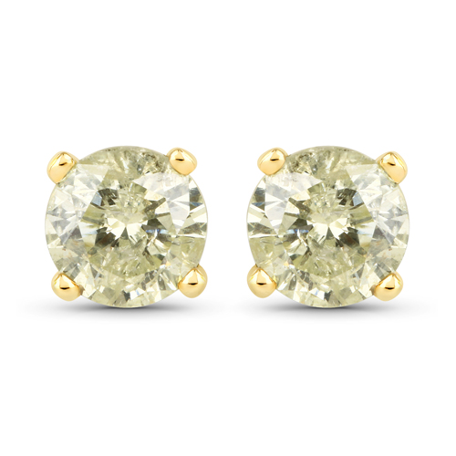 Earrings-1.15 Carat Genuine LB Diamond 14K Yellow Gold Earrings