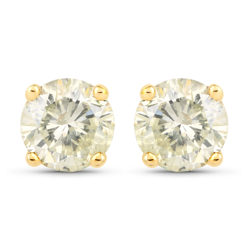 Earrings-1.24 Carat Genuine LB Diamond 14K Yellow Gold Earrings