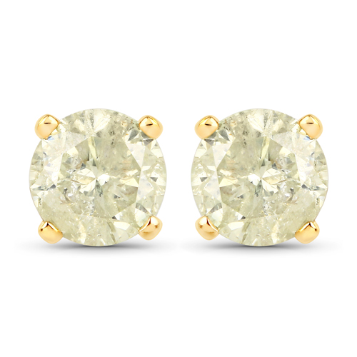 Earrings-1.43 Carat Genuine LB Diamond 14K Yellow Gold Earrings