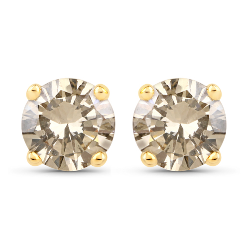 1.11 Carat Genuine TTLB Diamond 14K Yellow Gold Earrings