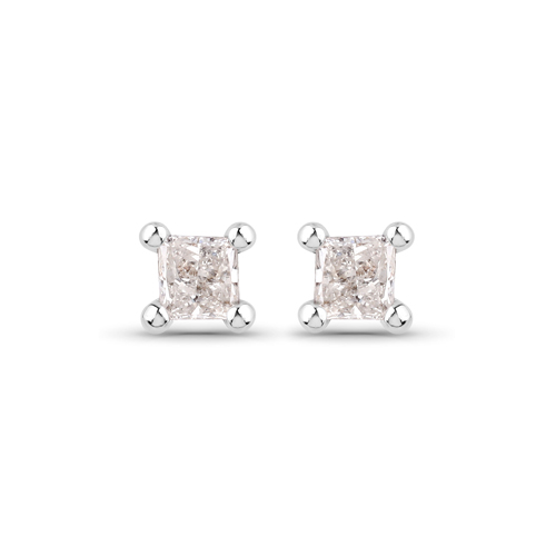 Earrings-0.07 Carat Genuine White Diamond 14K White Gold Earrings