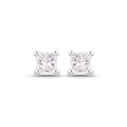 Earrings-0.11 Carat Genuine White Diamond 14K White Gold Earrings