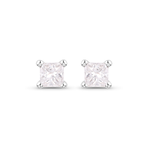 Earrings-0.12 Carat Genuine White Diamond 14K White Gold Earrings