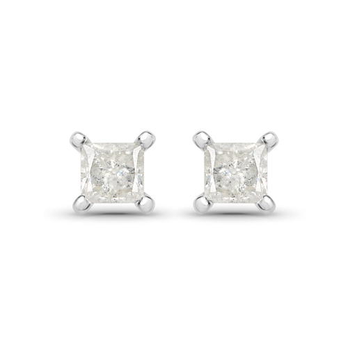 Earrings-0.51 Carat Genuine White Diamond 14K White Gold Earrings