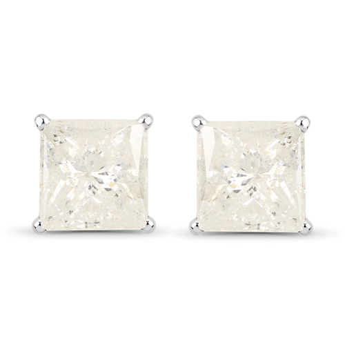 Earrings-2.14 Carat Genuine White Diamond 14K White Gold Earrings