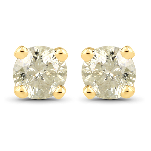 Earrings-0.92 Carat Genuine LB Diamond 14K Yellow Gold Earrings