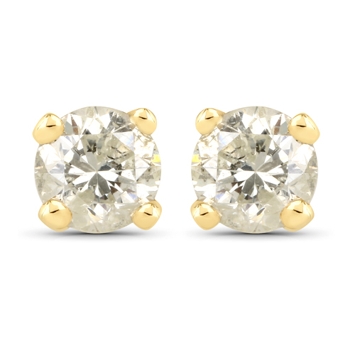 Earrings-0.92 Carat Genuine LB Diamond 14K Yellow Gold Earrings