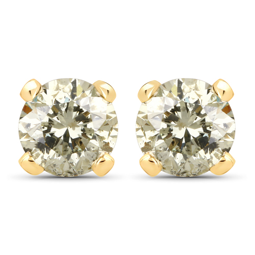 Earrings-0.98 Carat Genuine LB Diamond 14K Yellow Gold Earrings