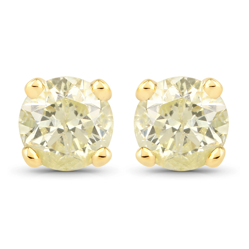 Earrings-1.02 Carat Genuine LB Diamond 14K Yellow Gold Earrings