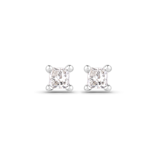 Earrings-0.06 Carat Genuine White Diamond 14K White Gold Earrings