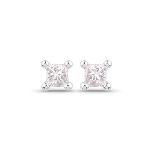 Earrings-0.06 Carat Genuine White Diamond 14K White Gold Earrings
