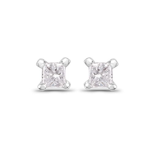 Earrings-0.07 Carat Genuine White Diamond 14K White Gold Earrings