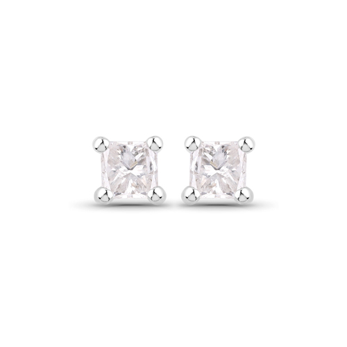 Earrings-0.08 Carat Genuine White Diamond 14K White Gold Earrings