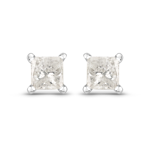 Earrings-0.53 Carat Genuine White Diamond 14K White Gold Earrings