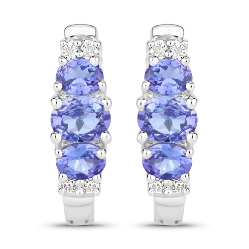 Earrings-1.58 Carat Genuine Tanzanite .925 Sterling Silver Earrings