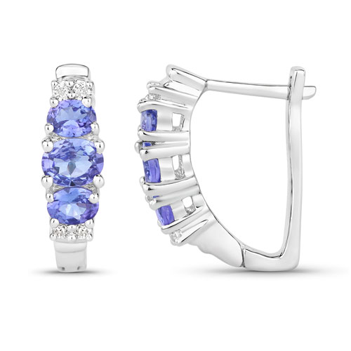 1.58 Carat Genuine Tanzanite .925 Sterling Silver Earrings