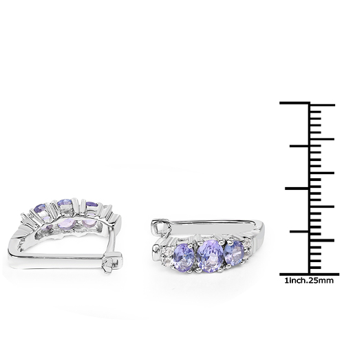 1.52 Carat Genuine Tanzanite and White Topaz .925 Sterling Silver Earrings