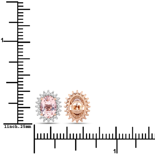 1.61 Carat Genuine Morganite and White Diamond 14K Rose Gold Earrings