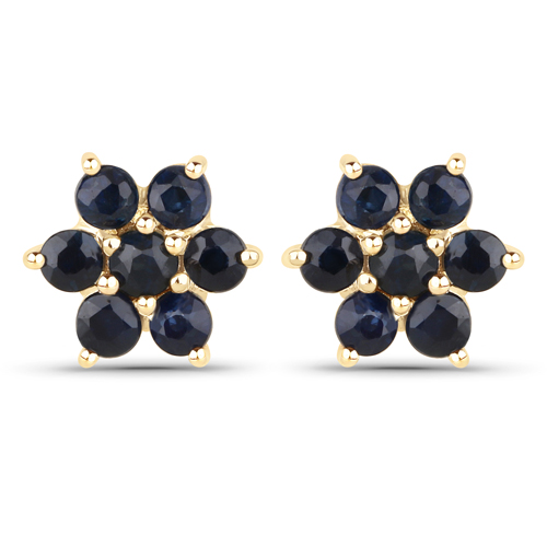 Earrings-0.56 Carat Genuine Blue Sapphire 10K Yellow Gold Earrings