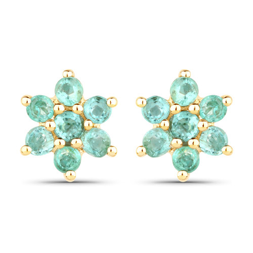 Emerald-0.42 Carat Genuine Zambian Emerald 10K Yellow Gold Earrings