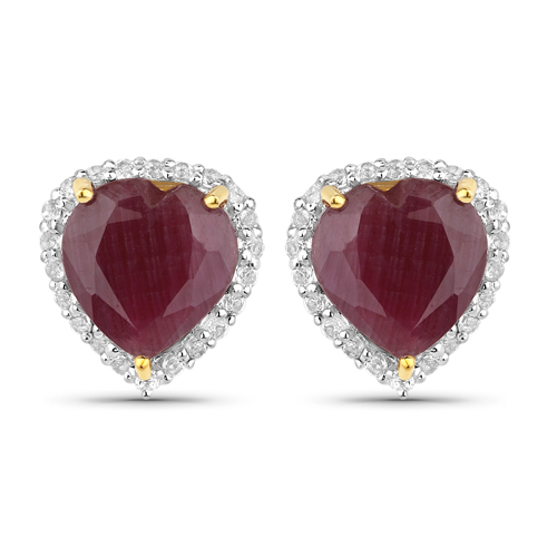 Earrings-5.65 Carat Genuine Ruby and White Topaz .925 Sterling Silver Earrings