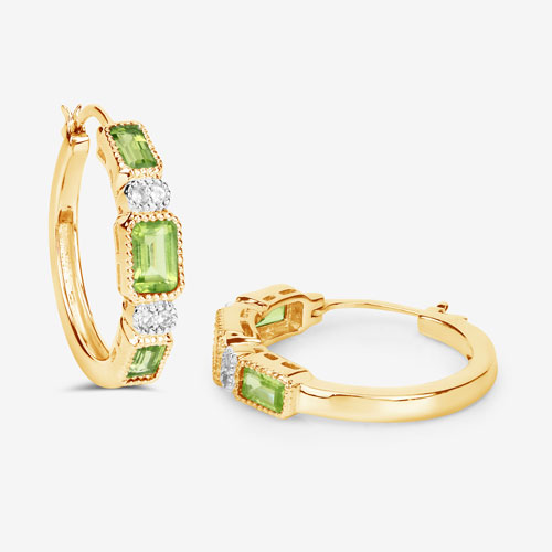 2.40 Carat Genuine Peridot and White Topaz .925 Sterling Silver Earrings