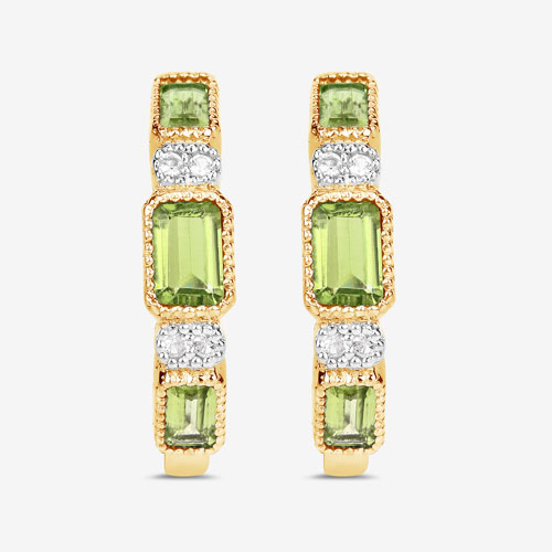 2.40 Carat Genuine Peridot and White Topaz .925 Sterling Silver Earrings