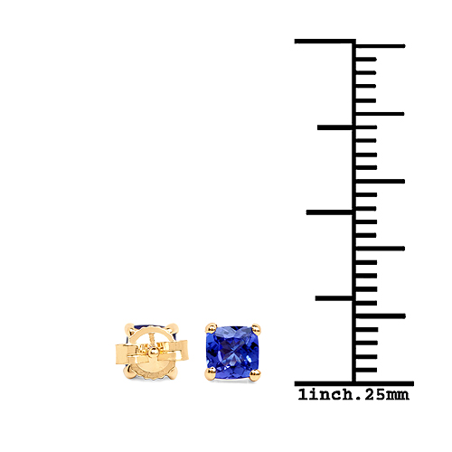 0.56 Carat Genuine Tanzanite 14K Yellow Gold Earrings