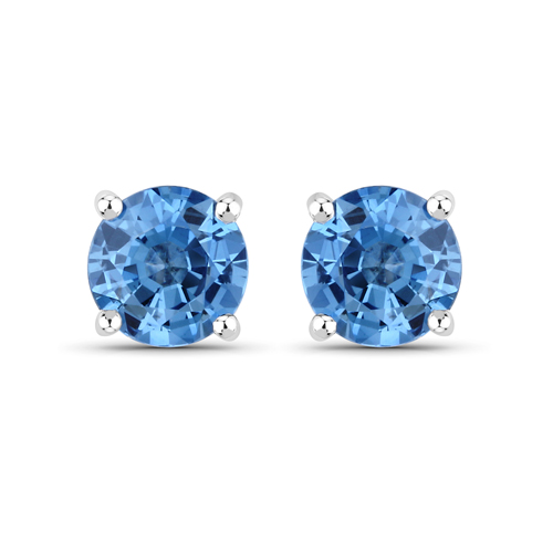 Earrings-1.30 Carat Genuine Blue Sapphire 14K White Gold Earrings