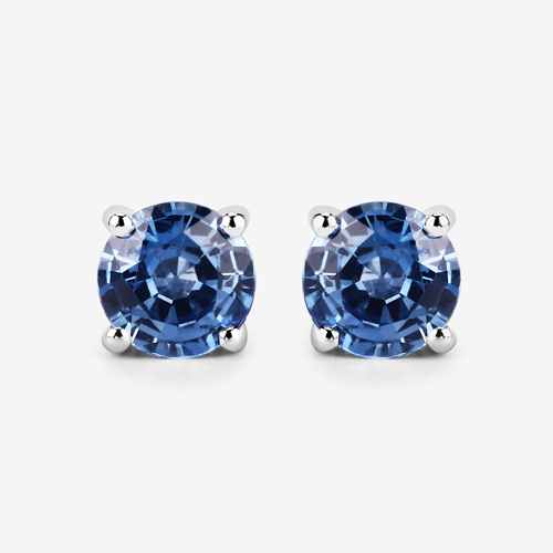 1.30 Carat Genuine Blue Sapphire 14K White Gold Earrings