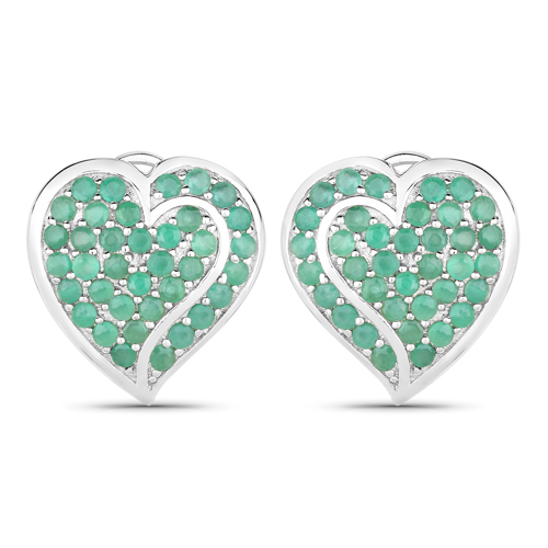 Emerald-2.28 Carat Genuine Emerald .925 Sterling Silver Earrings