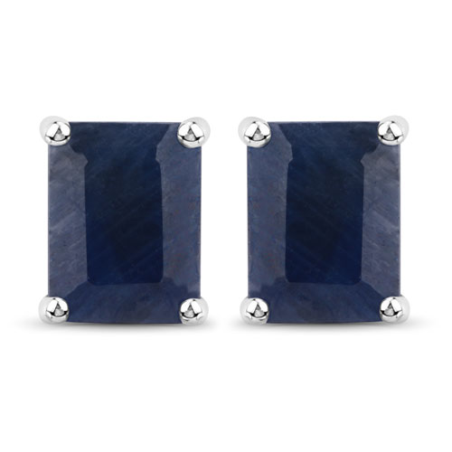 Earrings-3.70 Carat Genuine Blue Sapphire .925 Sterling Silver Earrings
