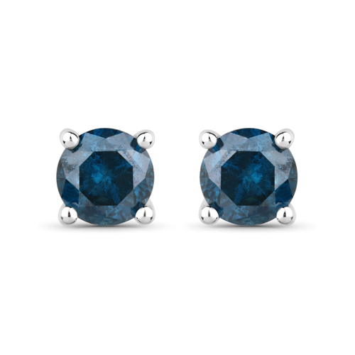 Earrings-0.66 Carat Genuine Blue Diamond 14K White Gold Earrings