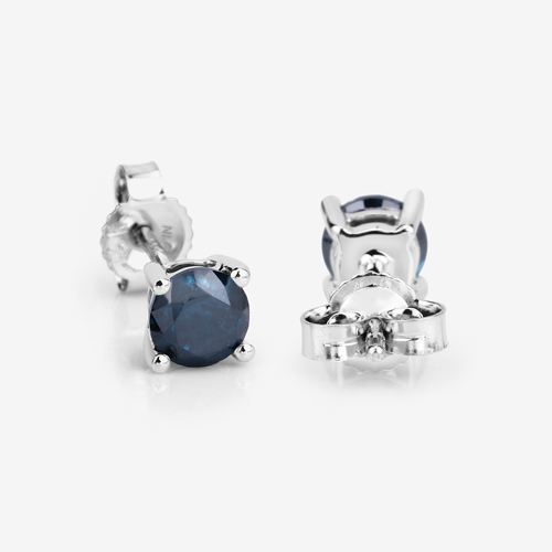 0.66 Carat Genuine Blue Diamond 14K White Gold Earrings
