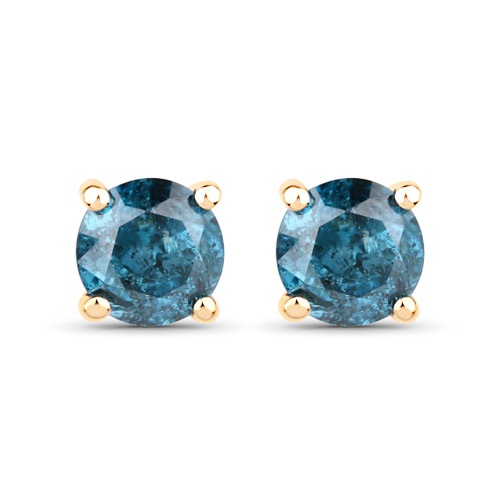 Earrings-0.66 Carat Genuine Blue Diamond 14K Yellow Gold Earrings