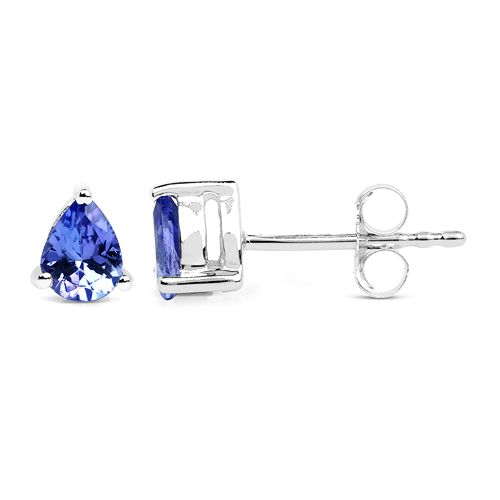 0.56 Carat Genuine Tanzanite 14K White Gold Earrings