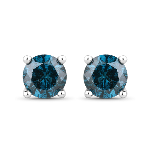 Earrings-0.74 Carat Genuine Blue Diamond 14K White Gold Earrings