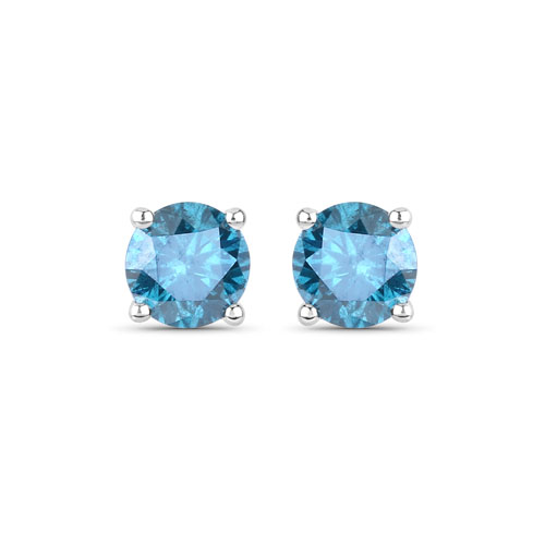 Earrings-0.82 Carat Genuine Blue Diamond 14K White Gold Earrings