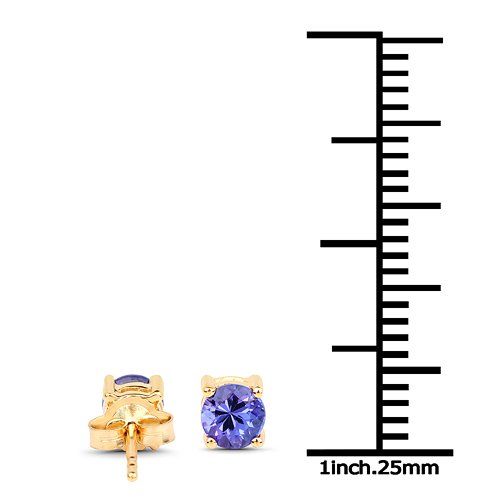 0.74 Carat Genuine Tanzanite 14K Yellow Gold Earrings