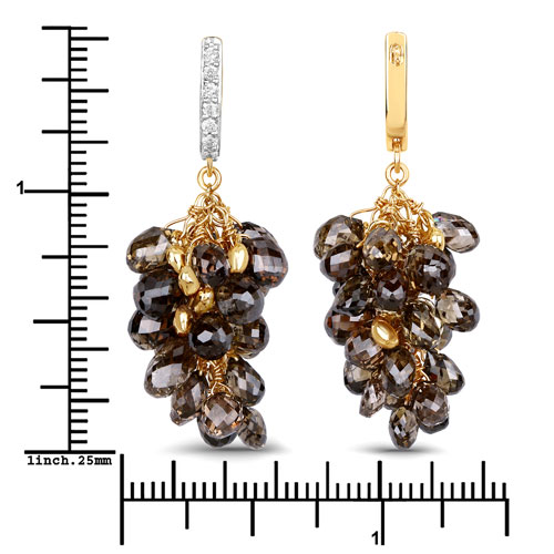34.66 Carat Genuine Brown Diamond and White Diamond 14K Yellow Gold Earrings