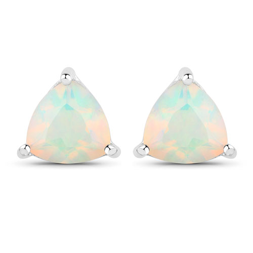 Opal-0.80 Carat Genuine Ethiopian Opal .925 Sterling Silver Earrings