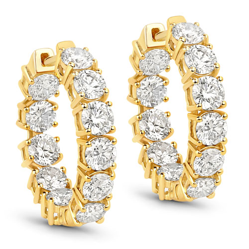 Earrings-3.08 Carat Genuine Lab Grown Diamond 14K Yellow Gold Earrings