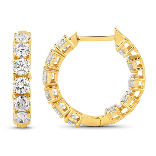 3.08 Carat Genuine Lab Grown Diamond 14K Yellow Gold Earrings