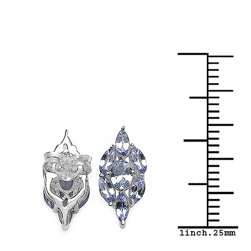 1.30 Carat Genuine Tanzanite .925 Sterling Silver Earrings