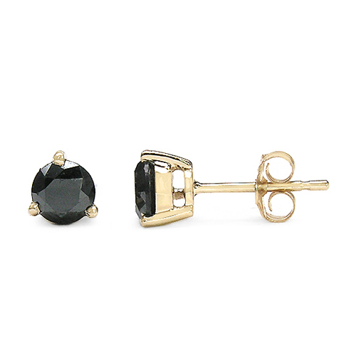 14K Yellow Gold Plated 0.83 Carat Genuine Black Diamond .925 Sterling Silver Earrings